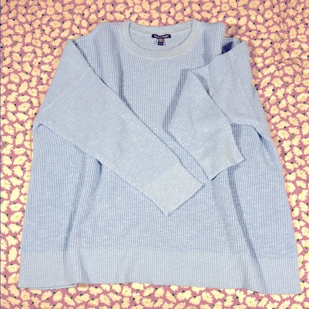 Eileen Fisher Light Sky Blue Organic Linen & Cotton Sweater Knit Classic